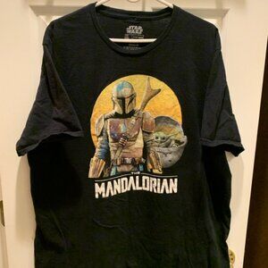 Star Wars The Mandalorian T-shirt Boba Fett Grogu Mens Size XXL Black